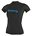 O'Neill Wetsuits UV Sun Protection Womens Basic Skins Short Sleeve Crew Sun Shirt Rash Guard, Black, Medium
