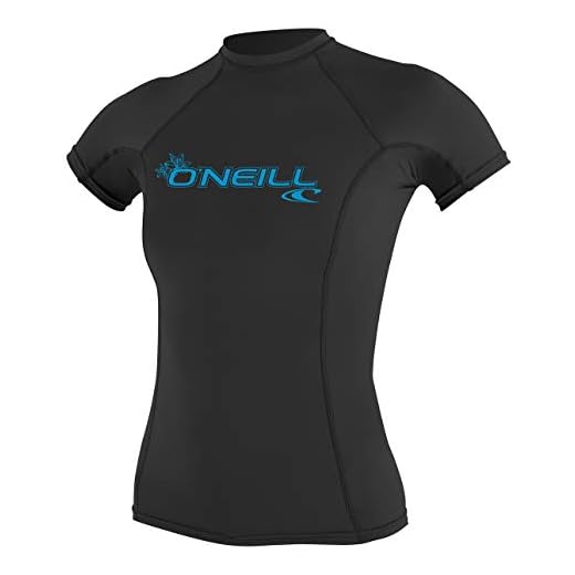 O'Neill Wetsuits Women's O'Neill Basic Skins UPF 50+ Short Sleeve Rash Guard, Black, Small