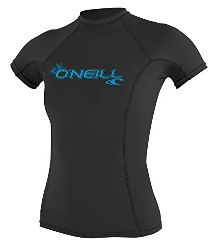 O'Neill Wetsuits Women's Basic Skins S/S Rash Guards, Black, Small