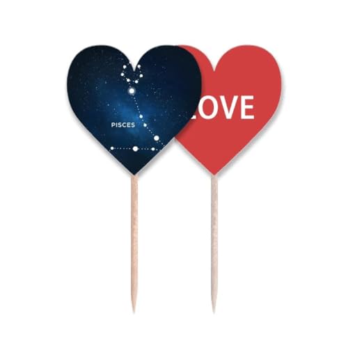 Drapeau amour cœur Poissons étiquette cupcake de baptême