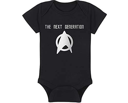 Image of Trekkie Baby Onesie - The Next Generation (3-6 Month - Black Fabric - Silver Design)