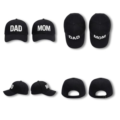 Image of ncgifts Mom Dad Cap Set for Photoshoot | Black Colour Matching Mom Dad Cap | Set of 2 Couple Caps for Photo Shoot & Gifting Free Size