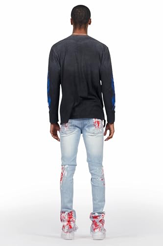 Men's Kodak Blue/Red Painter Stacked Flare Jean4