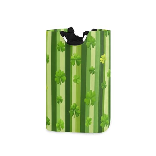 Jihqo Laundry Hamper Basket St Patrick's Clover Pattern Collapsible Nursery Storage Bin Waterproof Clothing Baskets for Home Bedroom Bathroom Washing Room