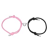 COTATI 2pcs Magnetic Couples Bracelets Heart Shaped Matching Friendship Bracelets for Women Men (Pin
