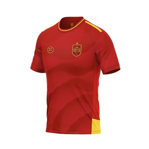 JYC CREATIVE Camiseta de España, Camiseta Roja, La Roja, Oficial Equipación Selección Española Fútbol, Unisex, (FR/ES, Letras, L, Regular, Regular, España)