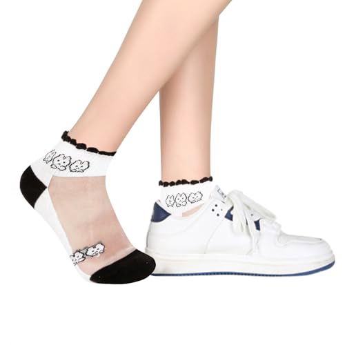 Image of Benefeet Sox Sheer Socks for Women Girls Mesh Ankle Socks Transparent Mesh Lace Sock Cute Thin Nylon See Through Sock