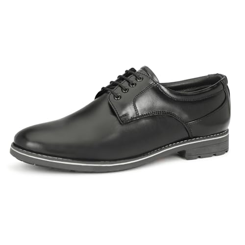 Image of Leatherful Genuine Leather Derby SE Shoes for Men | TPR Sole & Nappa Leather Lining | Classic Dress Footwear