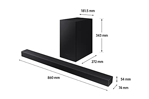 Samsung Barra de Sonido HW-A430 - Dolby Digital 2ch, DTS 2.0ch, Potencia de Sonido 270W, Subwoofer Incluido, Refuerzo de Bajos, Modo Juego, Sonido Inteligente Lite