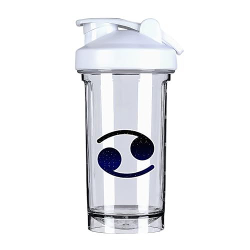 Cancer Zodiac 5 18 Ounce Shaker Bottle Drink Mixer Leak-proof Pre Workout Protein Shakes Meal Replacement Shakes Bottles 500ML/18 Oz White