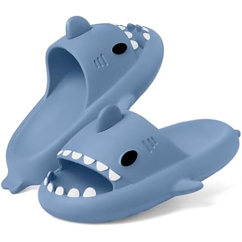 KVbabby Shark Slides for Kids Toddlers Girls Boys Novelty Open Toe Sandals Cute Shower Pillow Slippers with Thick Sole for Outdoor Indoor Sky Blue 5-6 Big Kid Cover