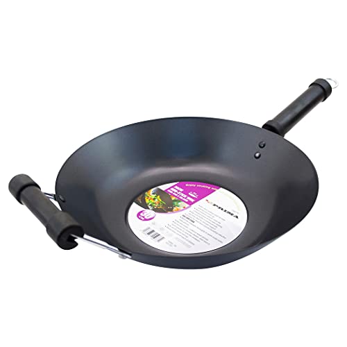 BARGAINS-GALORE 30CM Non Stick Cooking Wok - Double Heat Resistant Handles for Safety, Kitchen Tool | Frying Pan Ideal for Cooking Noodles & Many More | Strong, Durable & Long Lasting