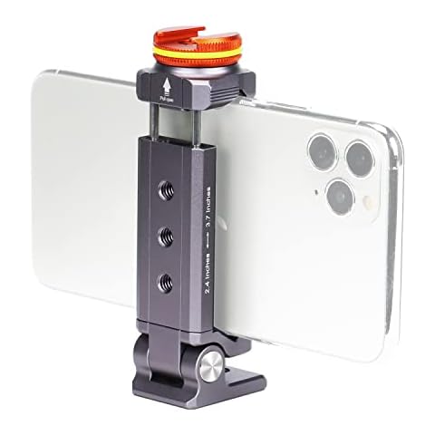 Metal Phone Tripod Mount with Rotatable Cold Shoe, Arca Port Smartphone Tripod Holder Compatible iPhone 13 12 11 Pro X/XR/Xs Max,10 8 7 Plus,Cellphone Mount for Tripod Cover