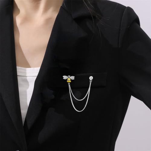 Image of women's chain brooch tassel chain rhinestone zircon brooch is suitable for women's metal chain clothing accessories, jewelry, gifts, and various holiday accessories