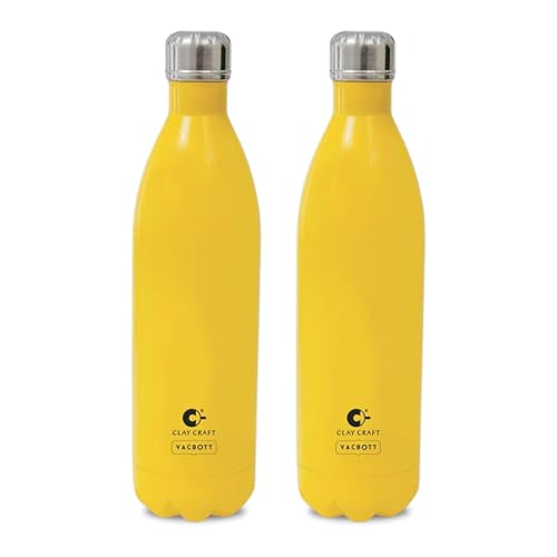 Image of Clay Craft Vacbott Stark Solid Double Walled|18 Hours Hot and 24 Hours| Cold Water Bottle Vacuum Insulated Flask Bottle 1000 ml|2 Piece|Leak Proof|Office Bottle|Gym|Home|Kitchen