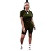 TOPSRANI Womens Two Piece Outfits Bodycon Tracksuit Sweatsuits Solid Jogger Biker Workout Lounge Pajamas Shorts Pant Set All Olive Green XL
