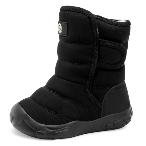 QFH Toddler Boys Girls Winter Warm Shoes Water-Resistant Comfy Non-Slip Snow Boots Cold Weather Insulated Outdoor Walking Shoe