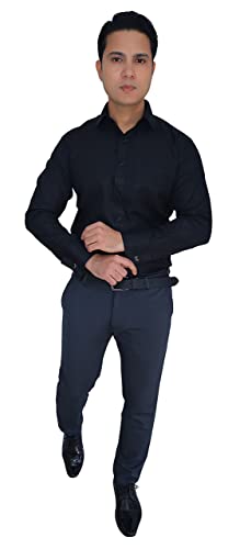 Image of ERAZOR Men's Slim Fit French Cuff Cotton Shirt with Cufflinks (White)- Premium Cufflinks Free