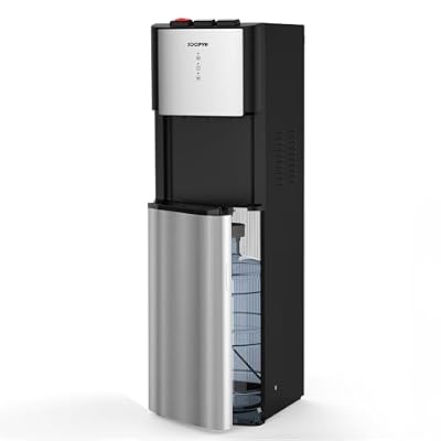 SOOPYK Self Cleaning Bottom Load Water Cooler Dispenser for 3-5 Gallon Bottle Hot Cold and Room Water, Child Safety Lock, Empty Bottle Alert, Stainless Steel