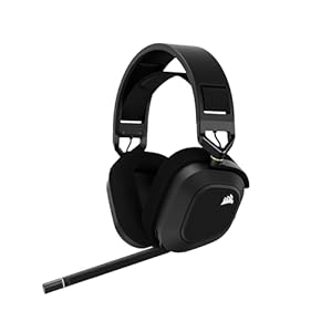 CORSAIR HS80 RGB WIRELESS Multiplattform-Gaming-Headset – Dolby Atmos – Omnidirektionales Mikrofon – iCUE-Kompatibel – PC, Mac, PS5, PS4 – Carbon, Farbe Schwarz