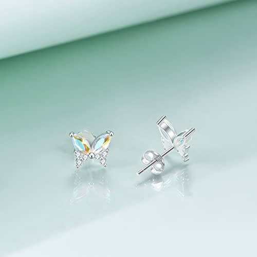 S925 Sterling Silver CZ Butterfly Stud Earrings for Women,Hypoallergenic Tiny Butterfly Earrings for Second Hole | Multiple piercings4