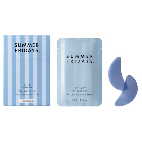 Image of Summer Fridays Jet Lag Hydrating Eye Patches - De-puffing Hydrogel Under Eye Masks with Hyaluronic Acid, Caffeine + Peptides - Soothing + Refreshing At-Home + Travel Skin Care (15 Pairs)