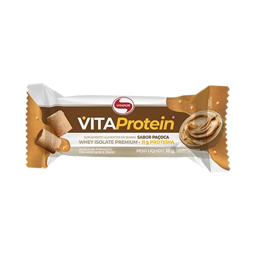 VITA PROTEIN PAÇOCA 12 unidades de 36G;11g de proteínas por porção; Vitafor, AMARELO