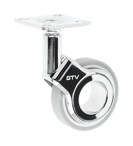 GTV - Ruedas para muebles GIRA | Ruedas giratorias | Ruedas para muebles | sin freno | Diámetro 60 mm | De plástico y acero | Cromado + gris mate
