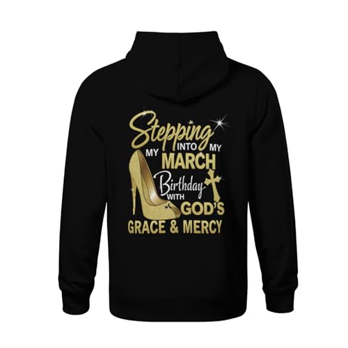 Kids March Queen Stepping Into My March Birthday Boys Girls Lightweight Kangaroo Pocket Hoodies3