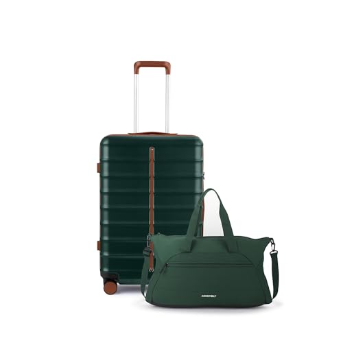 Image of Assembly Premium 20 Inches Cabin Trolley Bag | Polycarbonate Luggage with 3 Packing Organisers with Overnighter Duffle Bag for Men and Women | 45L + 40L | Green | Odyssey