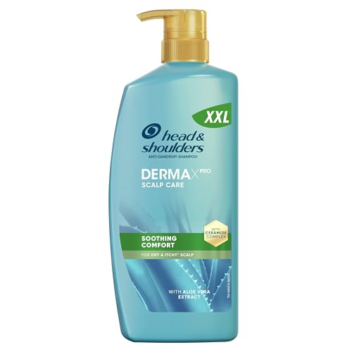 Head & Shoulders DermaXPro Beruhigendes Komfort Anti-Schuppen Shampoo 800ml mit Aloe Vera Extrakt und Ceramidkomplex. Beruhigt trockene, juckende Kopfhaut und hilft, die Hautbarriere zu stärken