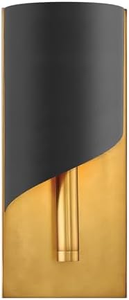 Hinkley Fredrick Ramond Gigi Single Light Wall Sconce, Asymmetrical Silhouette, ADA Compliant, Heritage Brass/Satin Black Finish