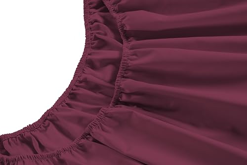Image of LANE LINEN Split King Sheet Sets for Adjustable Beds - 5 PCs, 450 Thread Count Split King Sheets Set - Sateen Weave King Split Sheets - Split Top King Sheets Set for Adjustable Bed - Windsor Wine