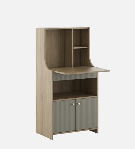 Image of Spacewood Study Table | 3 Year Warranty | Oliver |Study Desk with Storage, Study Table, Table with 3 Shelves and 1 Drawer Storage | Engineered Wood | Santana Oak & Modern Ash