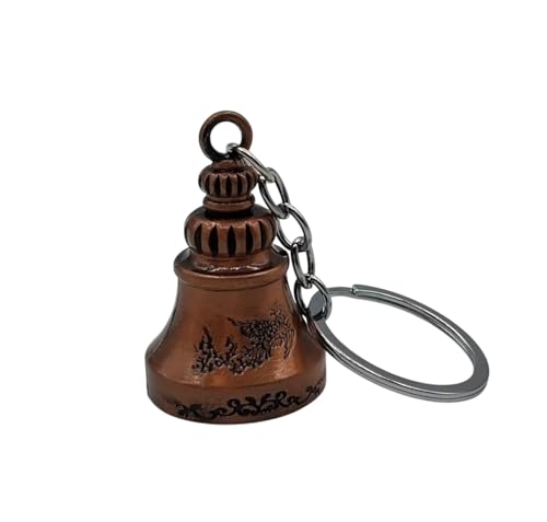 Image of Classic Antique Tibetan Temple Bell Shaped Keyring for Gift Gaurdian bell for Car Bike Bags Metal Key ring Key Chain Bag Charm Gift