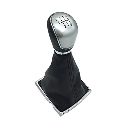 5/6-biegowa ręczna gałka zmiany biegów samochodu osłona bagażnika dla Forda dla Focus MK2 FL MK3 dla Fiesta MK7 dla KUGA C-MAX S-MAX (kolor: 5-biegowa czarna gałka) (6 srebrnych z pyłem)