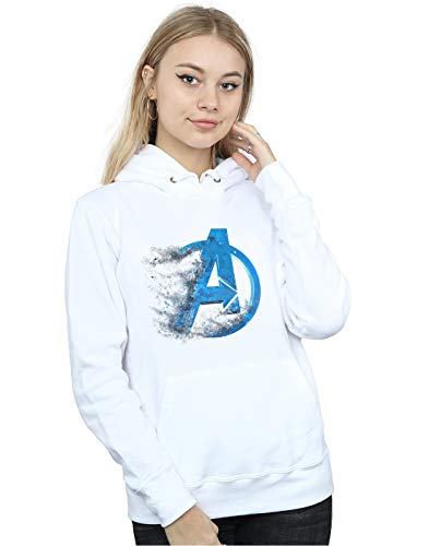 Marvel Women's Avengers Endgame Dusted Logo Hoodie White Small
