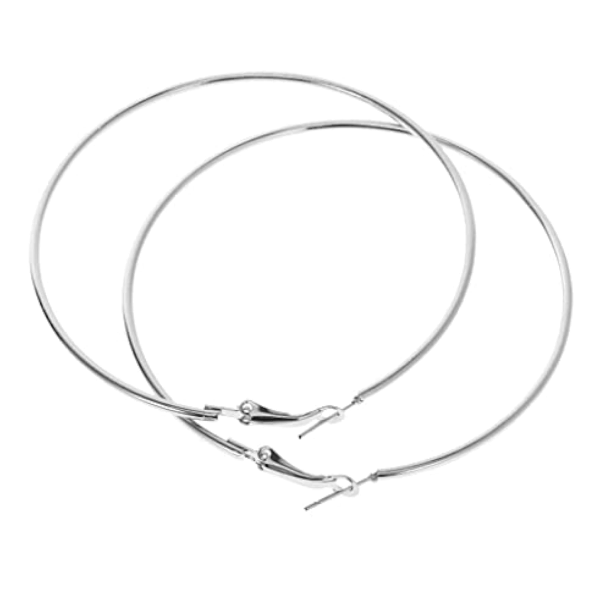 Women's Silver Alloy Smooth Large Round Hoop Earrings