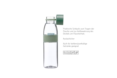 Mepal - Botella de agua Ellipse - Botella de agua reutilizable - Botella a Prueba de Fugas apta para Bebidas Carbonatadas - para Adultos y Niños - Sin BPA - 500 ml - White