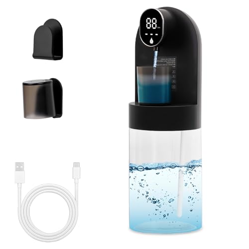 Longzhuo Dispensador de enjuague bucal, 600 ml, dispensador automático de enjuague bucal, 4 niveles, IPX4, USB (S14, negro)