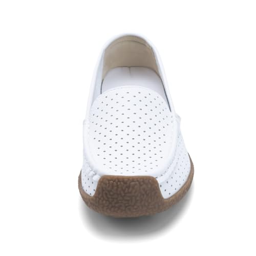 Image of Women's Comfortable & Lightweight Leather Loafers Slip-Ons Driving Walking Mocs Boat Shoes Cute Business Casual Dress Shoes Work Flats for Women