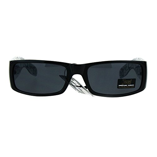 Locs Sunglasses Mens Black Rectangular Frame Paisley Bandanna Print2