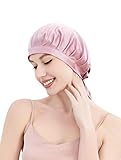 METWAY Silk Sleep Bonnet Women 19mm 100% Mulberry Satin Silk Night Cap-Adjustable Sleeping Cap for Long and Curly Hair Brown