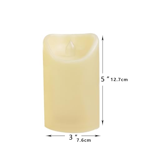 Image of CANDLE CHOICE Outdoor Battery Operated Flameless Candles with Remote Timer Waterproof Flickering Plastic Electric LED Pillar Lights for Lantern Patio Garden Wedding Party Decorations 3x5 Inches 2 Pack