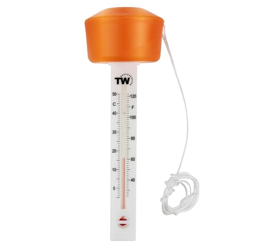Pool Thermometer Schwimmendes Wasserthermometer für Pool Analog gut ablesbare Wassertemperaturskala Mit orangefarbenem Schwimmer zum einfachen...