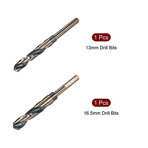 QUARKZMAN Hss-Tin Bohrer Set, 14mm/16,5mm Metallbohrer Set Profi, Titan-Nitrid Beschichtet, HSS 4341, Metall Bohrerset Hss-G Tin für Edelstahllegierung Kupfer, 2 Stück