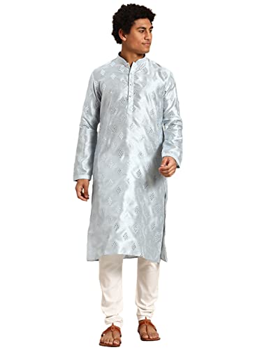 Image of Rajubhai Hargovindas Men's Jacquard Work Kurta Set