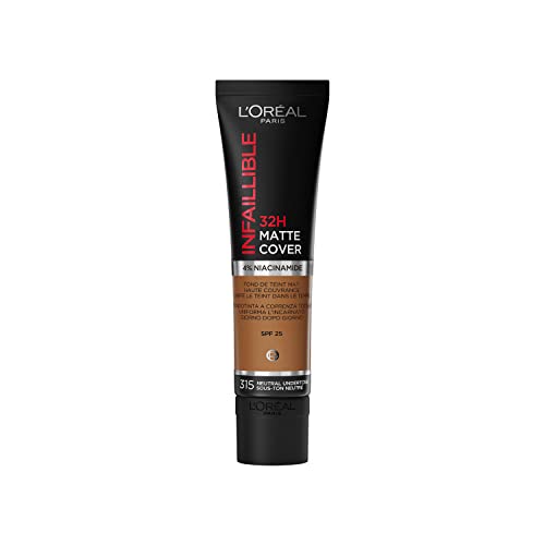 L'Oréal Paris - Fond de Teint Mat Haute Couvrance Waterproof - Longue Tenue - Léger & Matifiant - SPF 25 - Infaillible 32H Matte Cover - Teinte : 315...