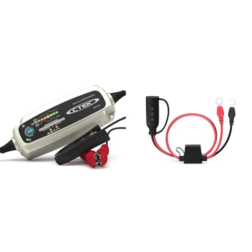 CTEK MXS 5.0 Test & Charge, Batterieladegerät 12V, Batteriepfleger & Indicator Eyelet M6, LED-Anzeige für den Ladezustand der Batterie