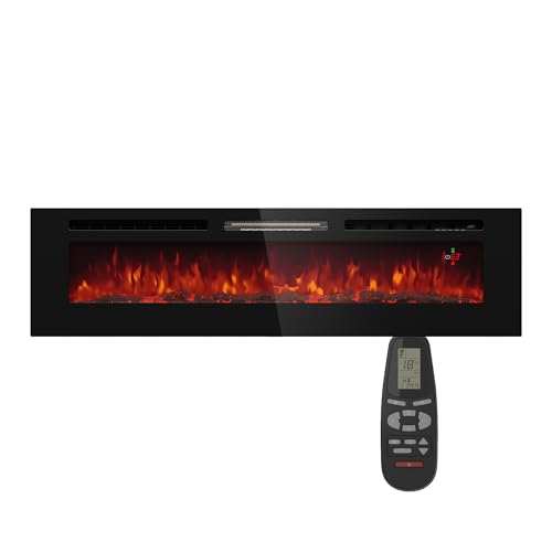 Cheminée décorative Klarstein avec Flammes LED, cheminée électrique avec Chauffage et cheminée, cheminée électrique 1800 W avec télécommande, minuterie et Thermostat réglable, cheminées électriques